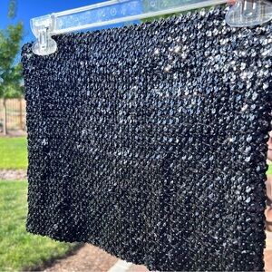 Vintage Black Sequins Smocked Tube Top Bandeau Medium